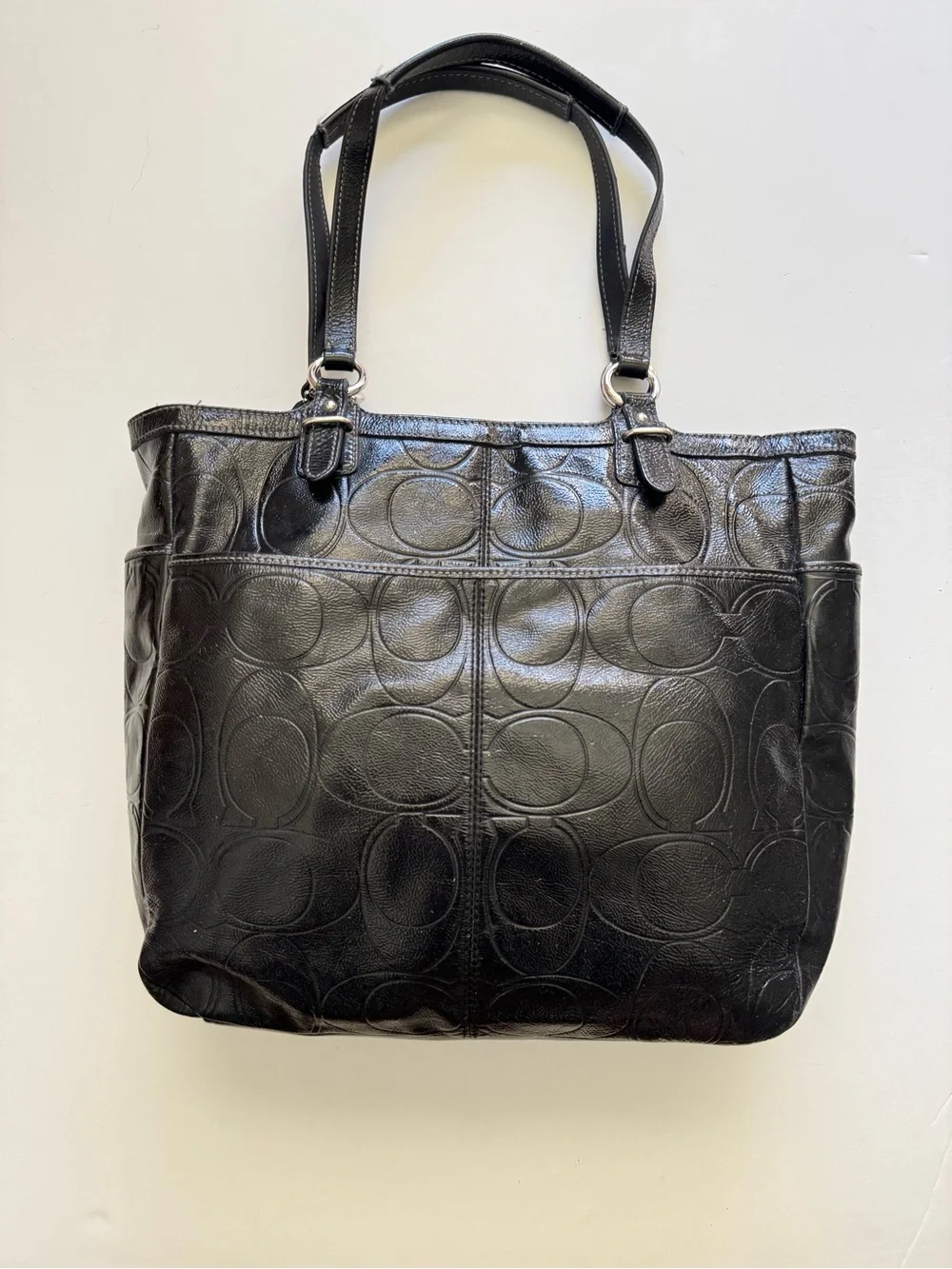 Coach Gallery Black Embossed Patent Leather Tote